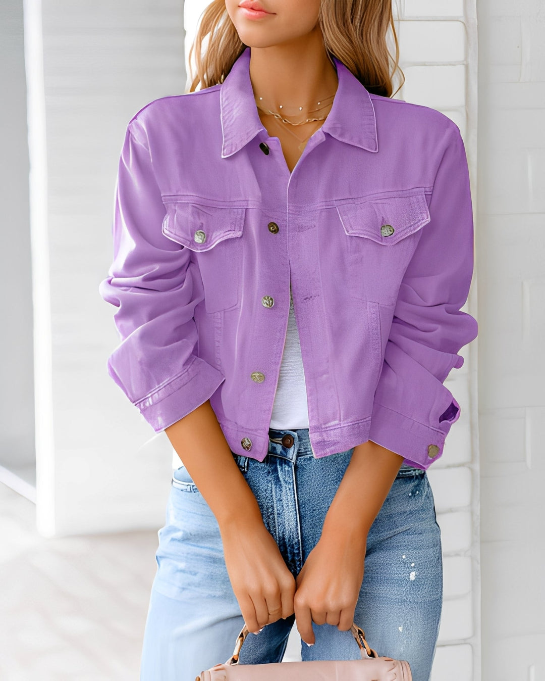 Paulene - Giacca di jeans elegante con bottoni e tasche