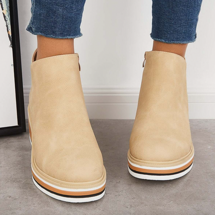 Rosanne - Eleganti stivali in pelle con cerniera per donne