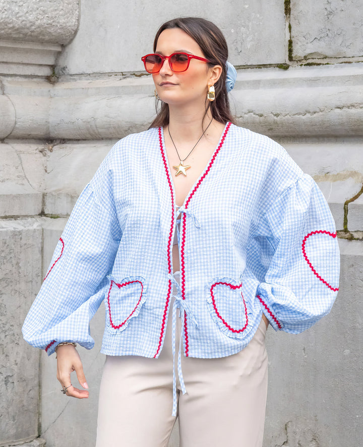 Claudia – Blusa Gingham con Fiocco