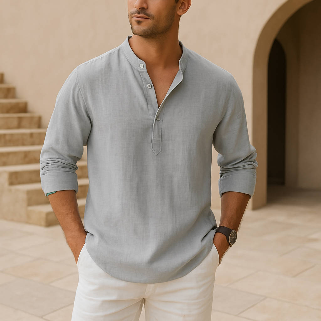 Lorel | Camisa henley de algodón con efecto lino