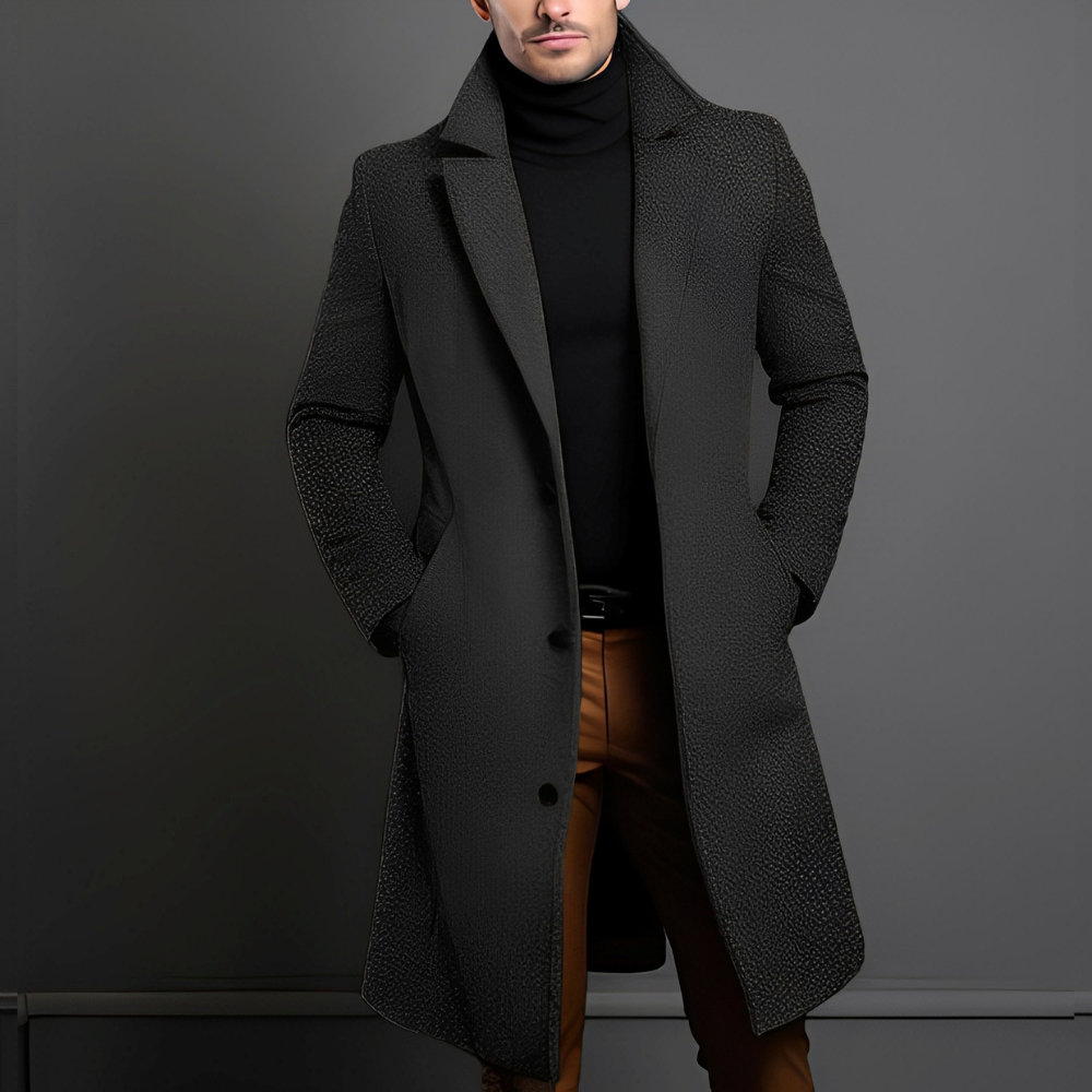 Zackary - Casual, cappotto di lana di media lunghezza per uomo