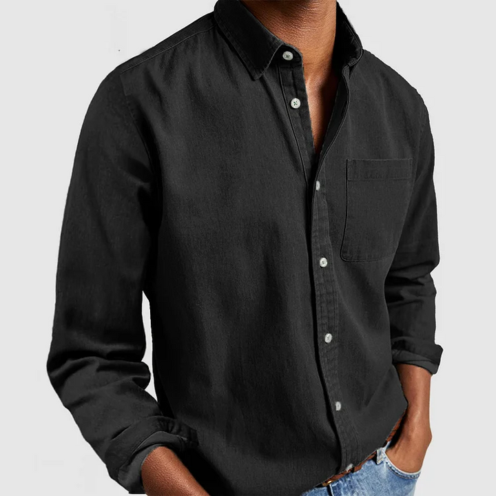 Blake - Camicia casual a maniche lunghe con colletto a revers per uomini