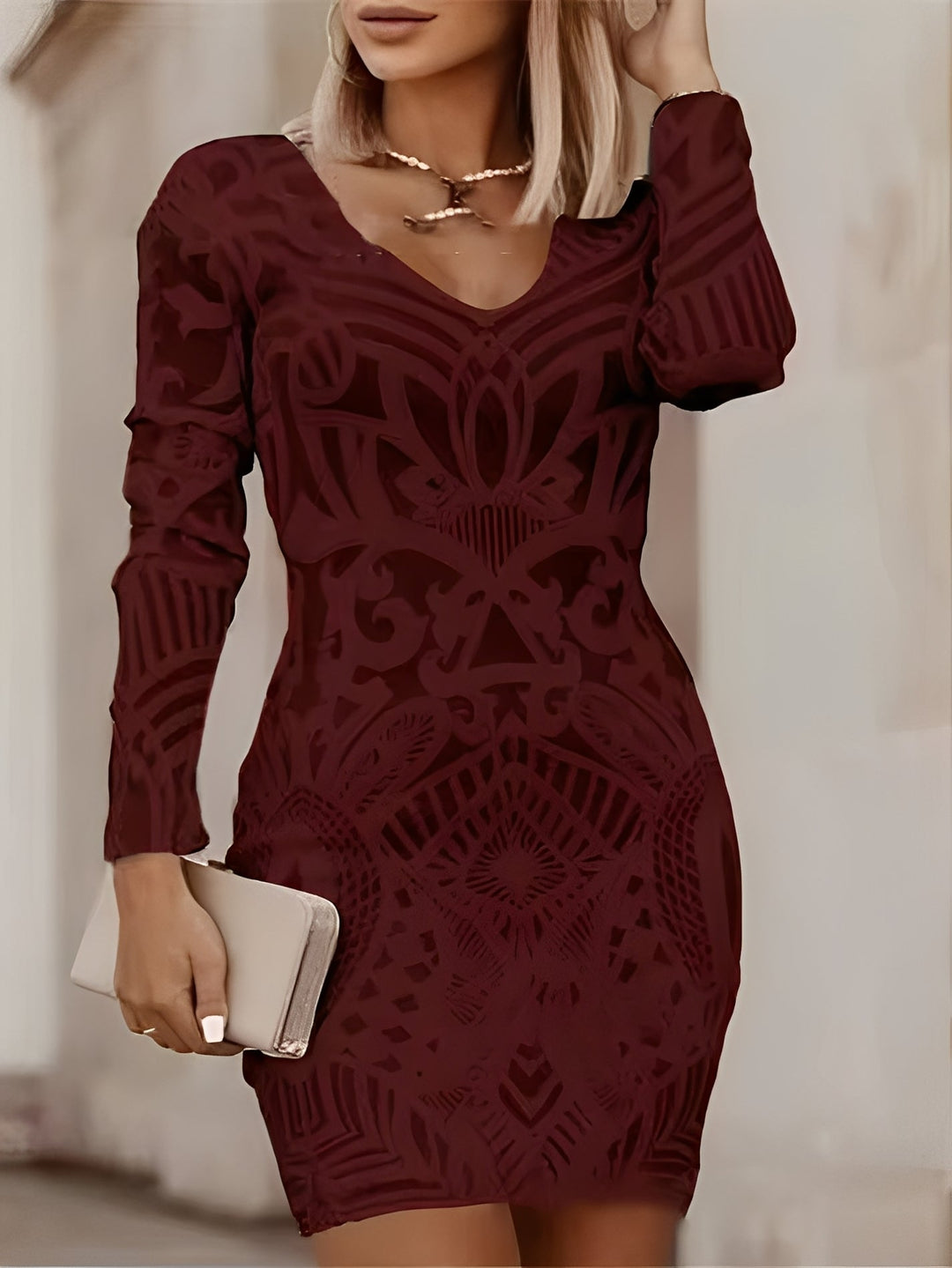 Felisha - Abito mini attillato a maniche lunghe per donne