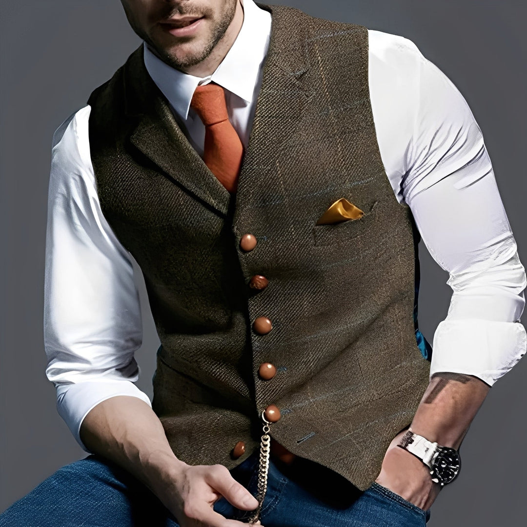 Arnold - Elegante, stretto gilet con motivo a quadri per uomo